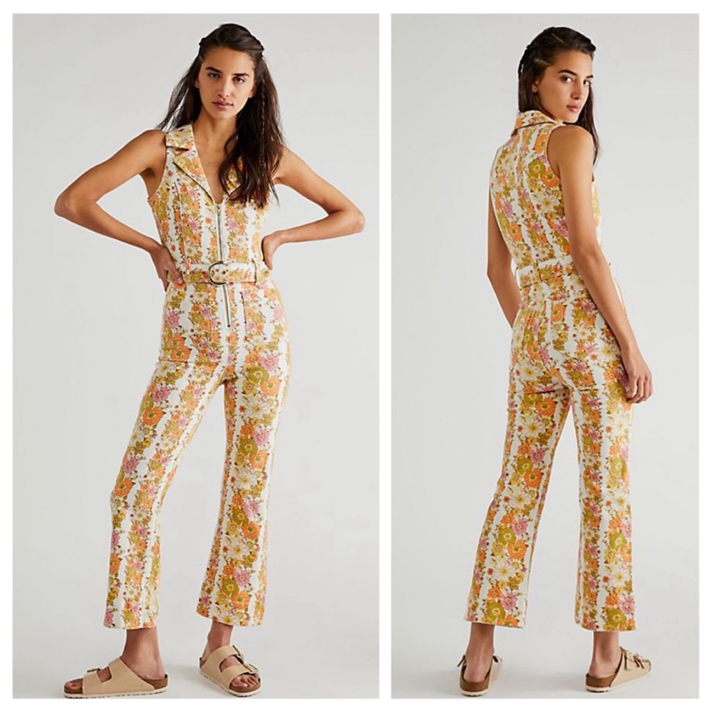 Show Me Your Mumu Jacksonville Cropped Floral Jumpsuit Groovy Bloom